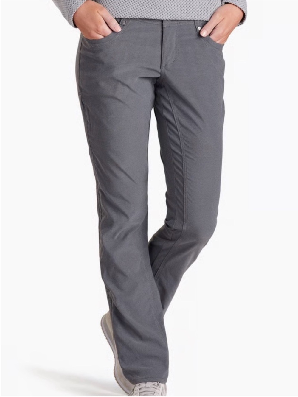 KUHL women's polyester blend charcoal FR Trekr pants 30" inseam size 12 short